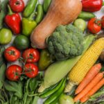 top view fresh vegetables composition on the white background salad ripe color fresh